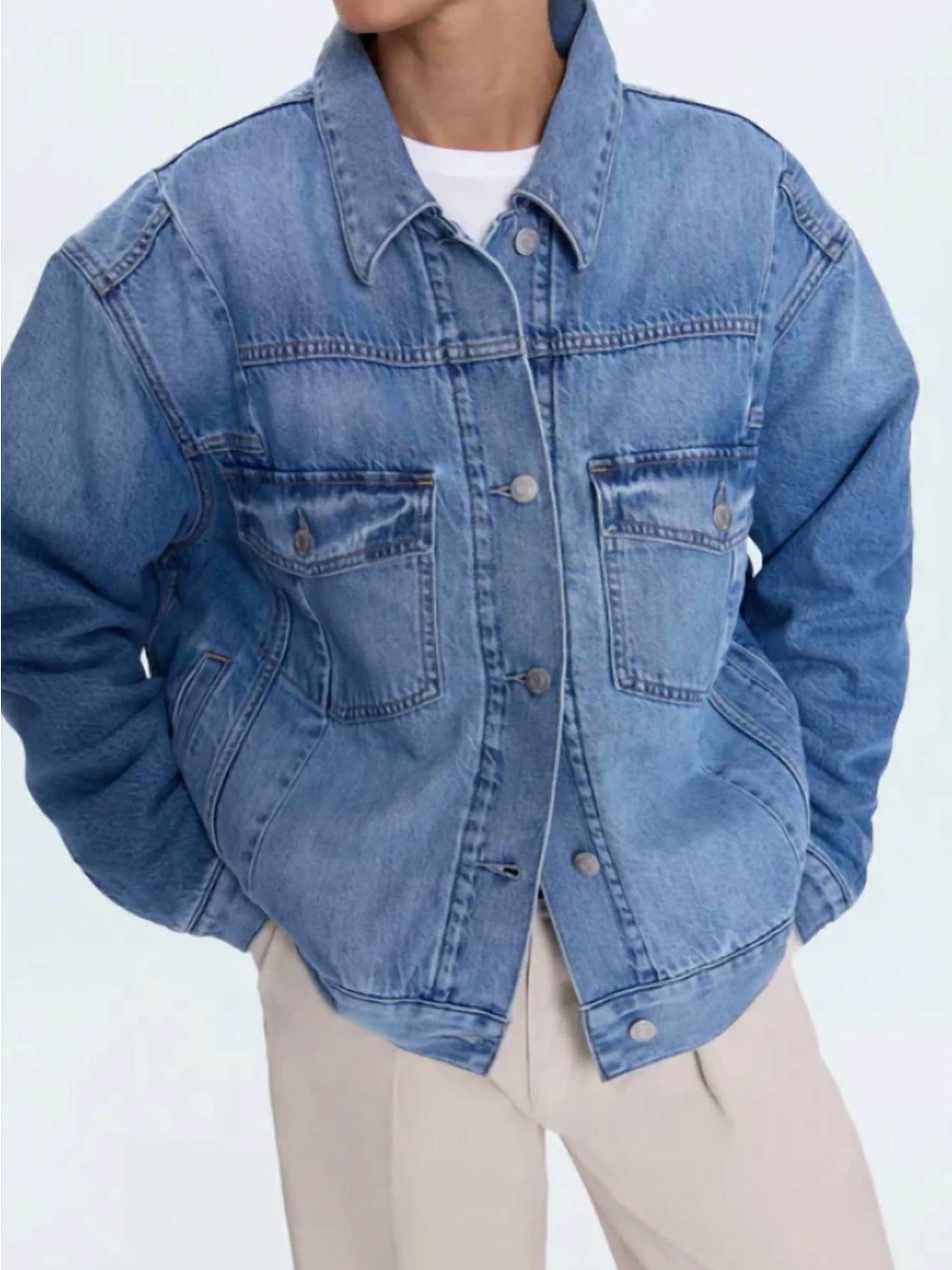 NWT New Pistola Landon Denim Trucker Jacket Prestige Wash Quilted Lining S/M